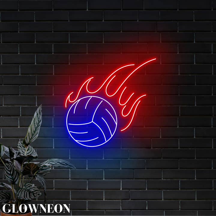 Volleyball Flammen LED Neonlicht für Volleyball Club Dekor für den Großhandel von Glow Neon