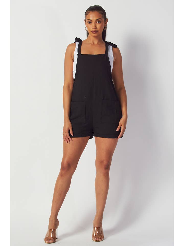 5besties inc - Wholesale Romper - Women's - LINEN TIE SHOULDER ROMPER17