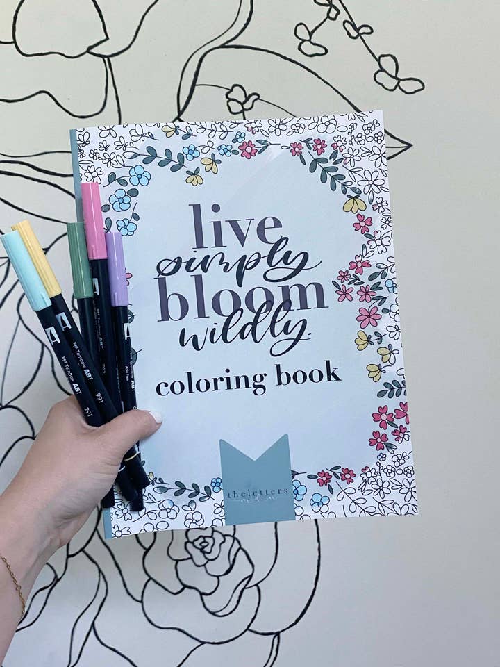 Live Simply Bloom Wildly Floral Coloring Book for wholesale by the letters mdn