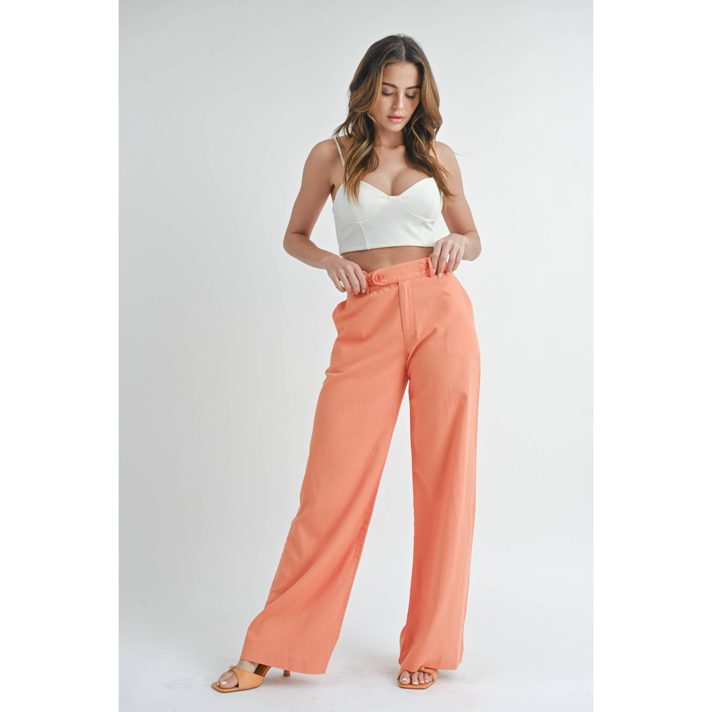 Peace Love Line – Großhandel Hose – Damen – PL1807 - LANGE LEINENHOSE MIT TASCHEN14