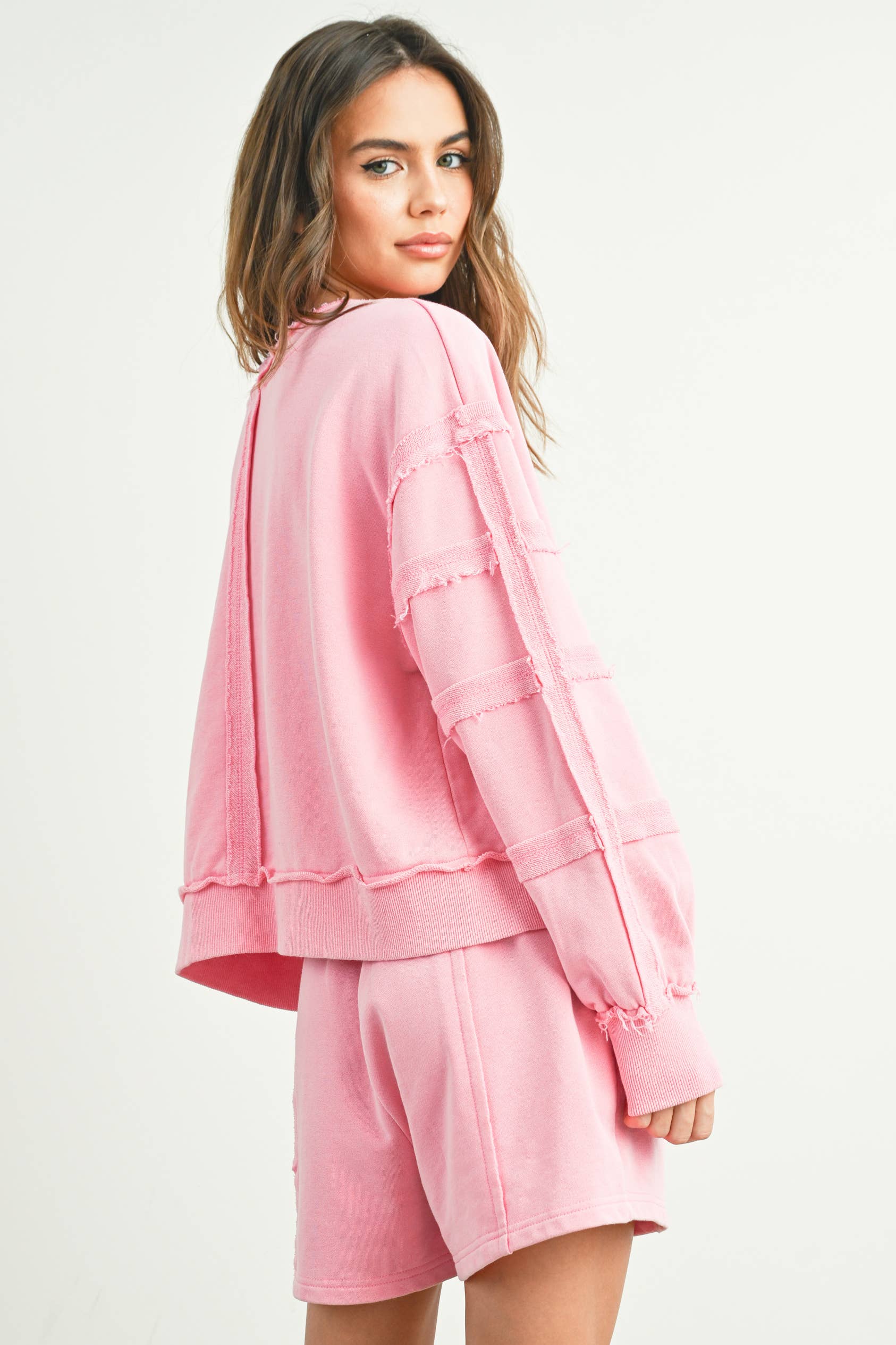 BUTTERMELON - Wholesale Sweatshirt - Women's - Washed French Terry Round Neck Pullover - BMT730114