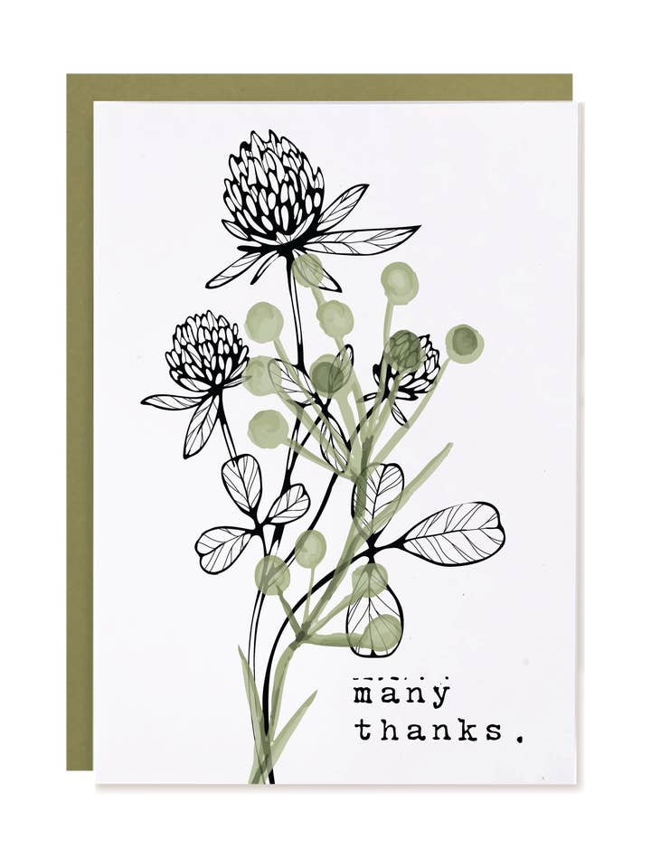 TOKA | Many Thanks | Cotton Rag Greeting Card for wholesale by The Card Bureau