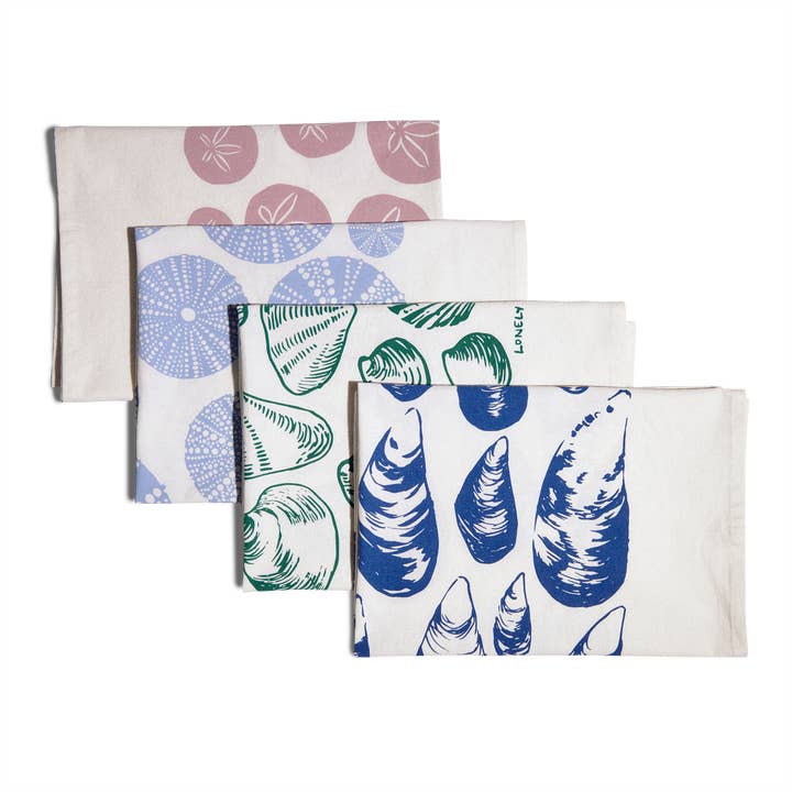 Lonely Palm Ranch - Wholesale Tea Towel - True Blue Seashell 28" Tea Towel - Silkscreened 100% Cotton2
