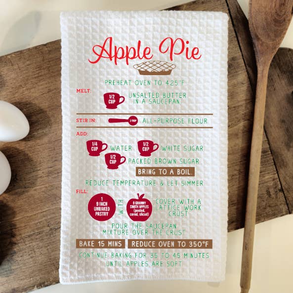 Apfelkuchen-Rezept, Waffelmuster, Geschirrtuch für den Großhandel von Prairie Chicken Sticker Shop & Gifts