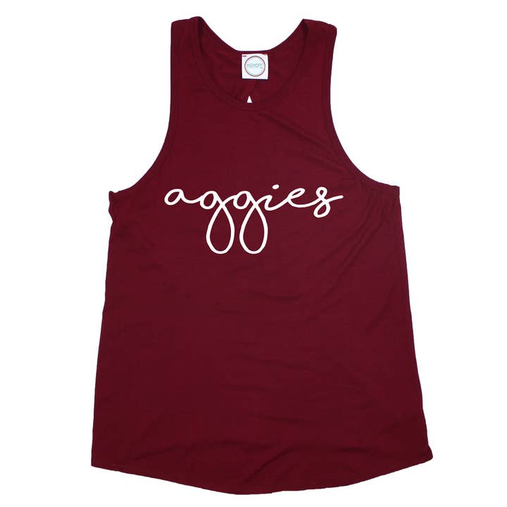 Aggies Pride Script Åben Ryg Tank for engroshandel hos Kickoff Couture