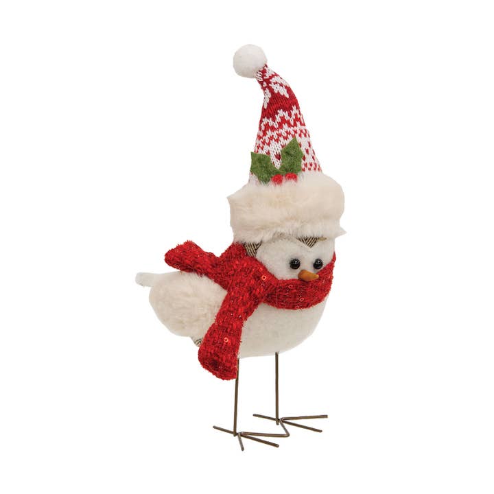 Fabric Bird with Red Hat and Scarf for wholesale by Bright Ideas