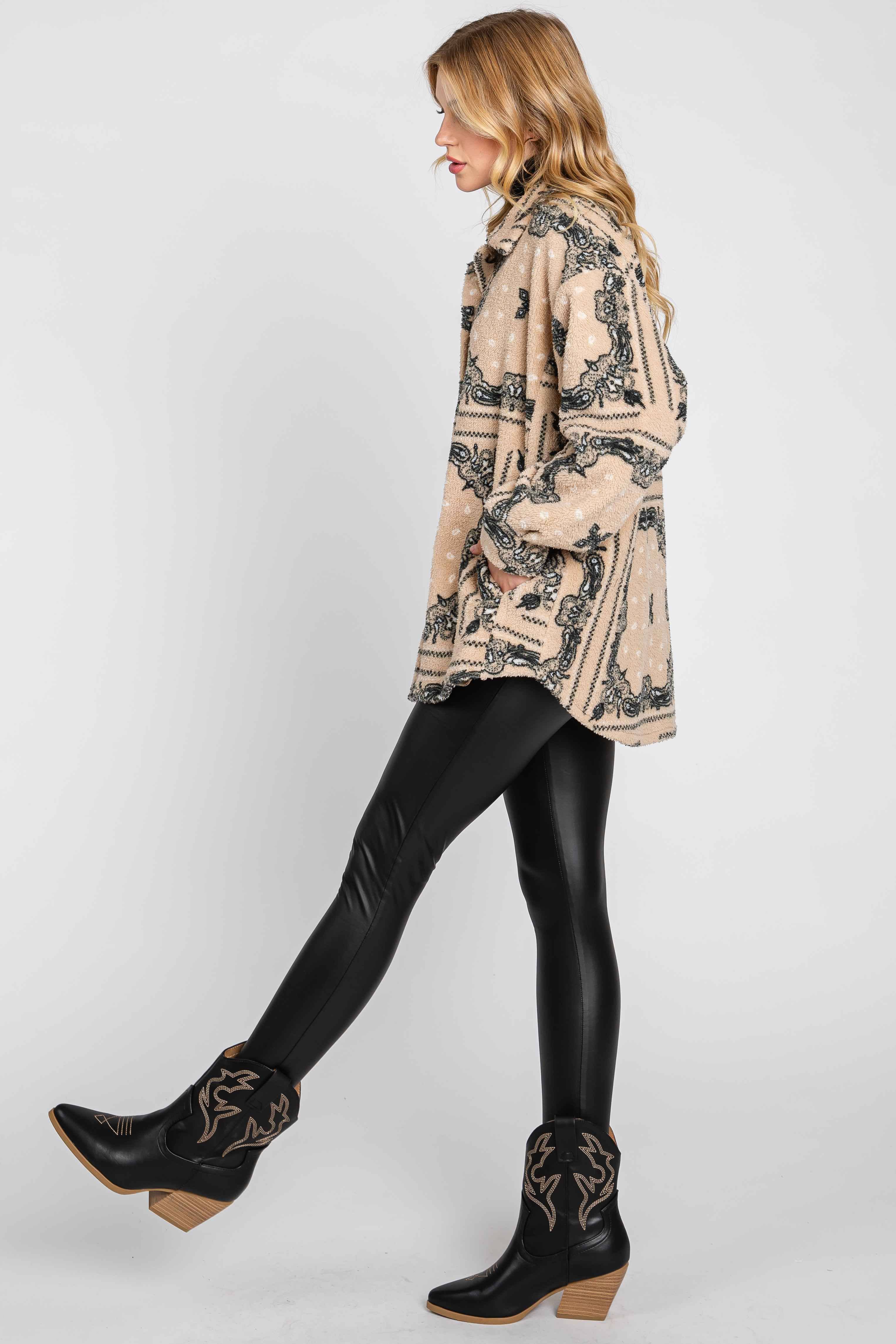 ELLEBORN - Vente Veste-chemise – femme - Veste boutonnée en sherpa douillet 3398T6