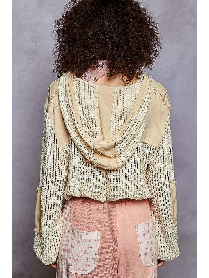 Pol Clothing - Vente Chemise à col boutonné – femme - Chemise à capuche en tricot ouvert avec poche boutonnée sur le devant en solde43