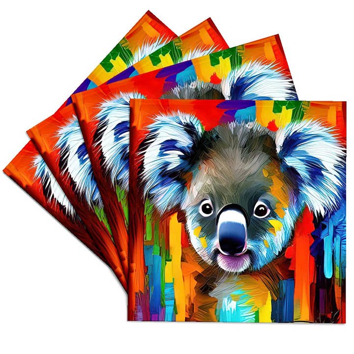 3dRose - Wholesale Coasters - 3dRose, Amazing cute koala animal. Classy colorful digital painting gift, Coaster