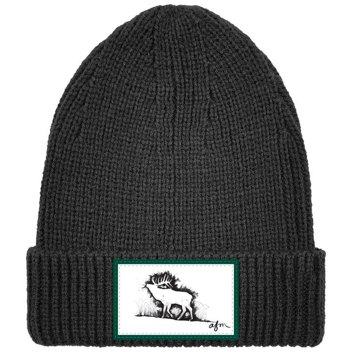 Aisling - Wholesale Beanie – Unisex - Bull Elk Ribbed Cuffed Beanie in Black