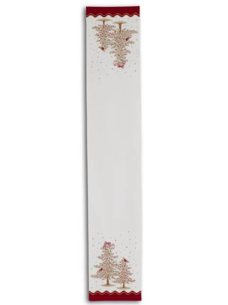 Cardinals & Trees Table Runner w/Sequin  for wholesale by Curate Florals by Baker Design