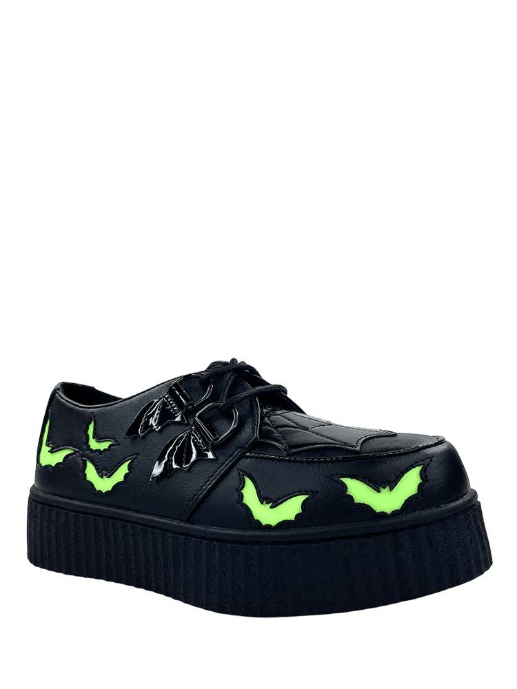 YRU Shoes - Wholesale Lifestyle trainers – Women′s - KRYPT BAT - BLACK/GREEN GLOW IN THE DARK