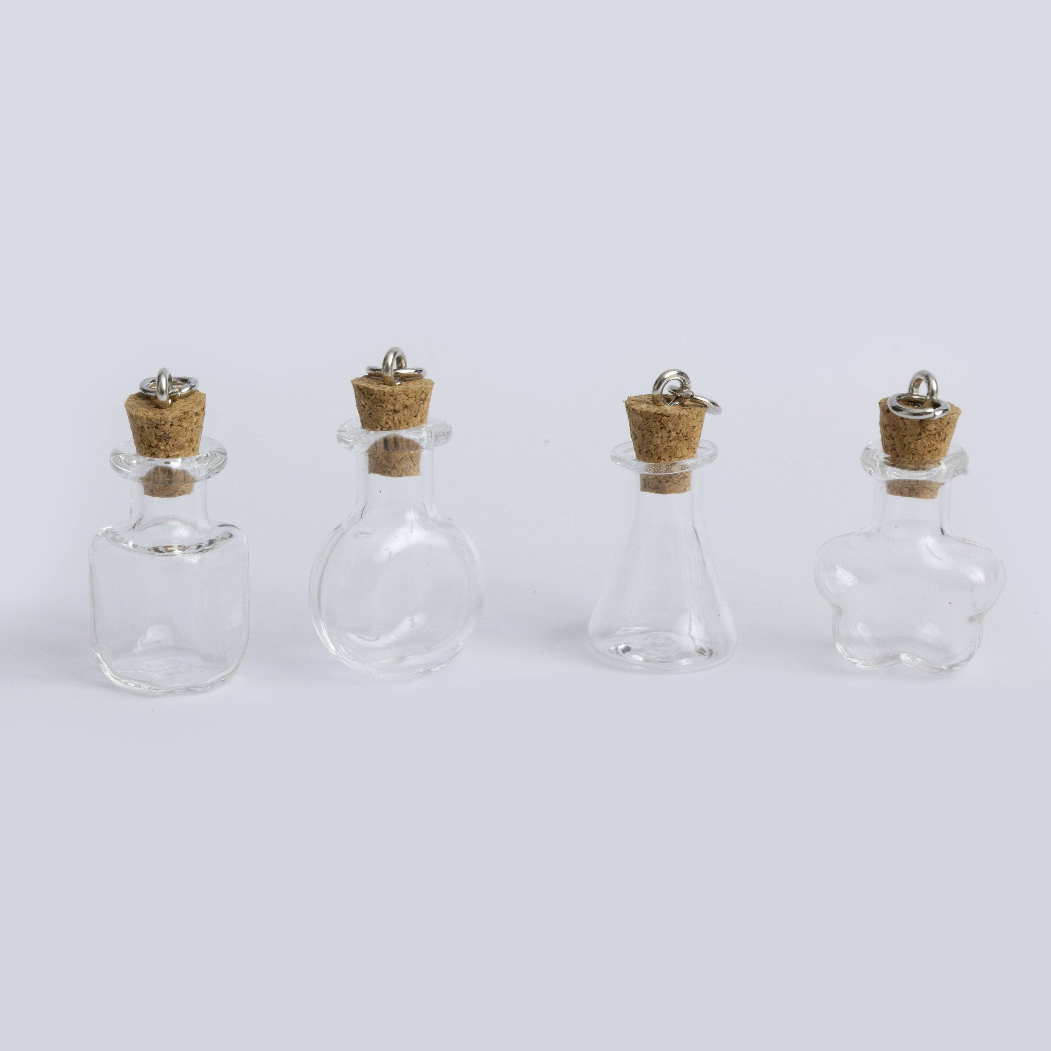 Jewelry Made by Me - Wholesale Individual Charm/Pendant - Mini Glass Potion Bottle Charms with Cork Set of 4 Clear Message in a Bottle for DIY Jewelry & Crafts2