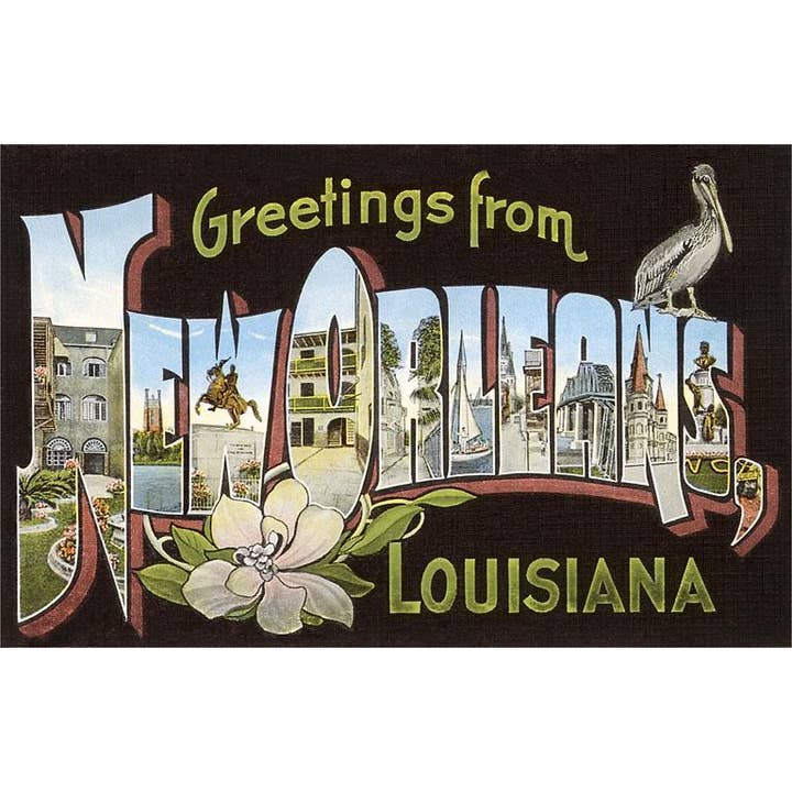 Postcard LU-225 Greetings from New Orleans for wholesale by Found Image Press