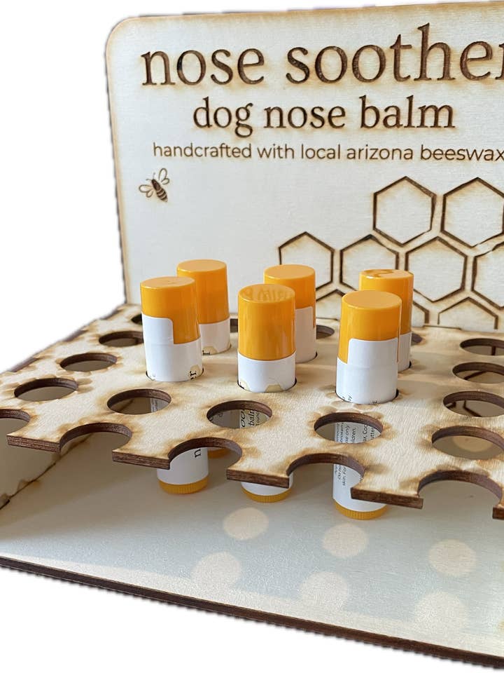 Dog Nose Balm Starter Pack with Basswood Display Stand for wholesale by Paws and Indulge