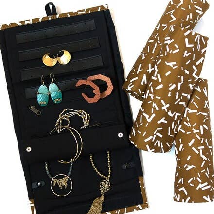 Fair Anita - Wholesale Jewellery box/organiser - Wayfarer Jewelry Roll Travel Case - Confetti Brown0