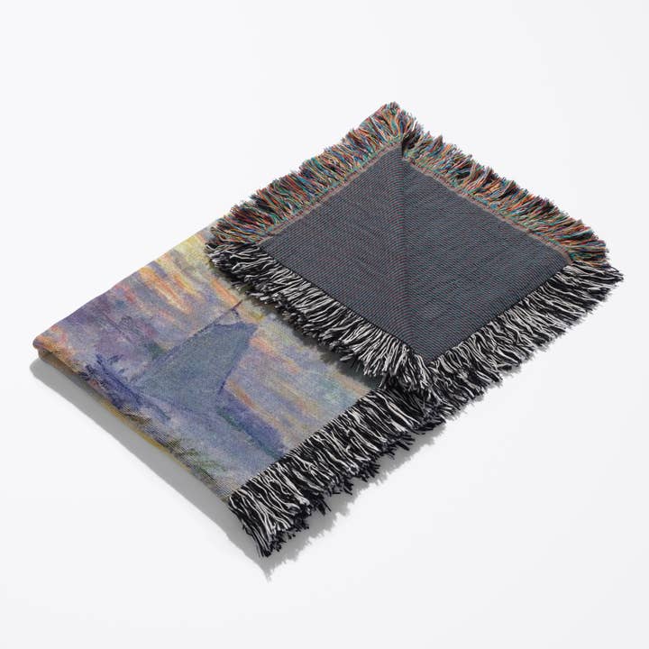 3dRose - Wholesale Throw Blanket - 3dRose, Print of Monet Painting Sunset On The Seine, Blanket3
