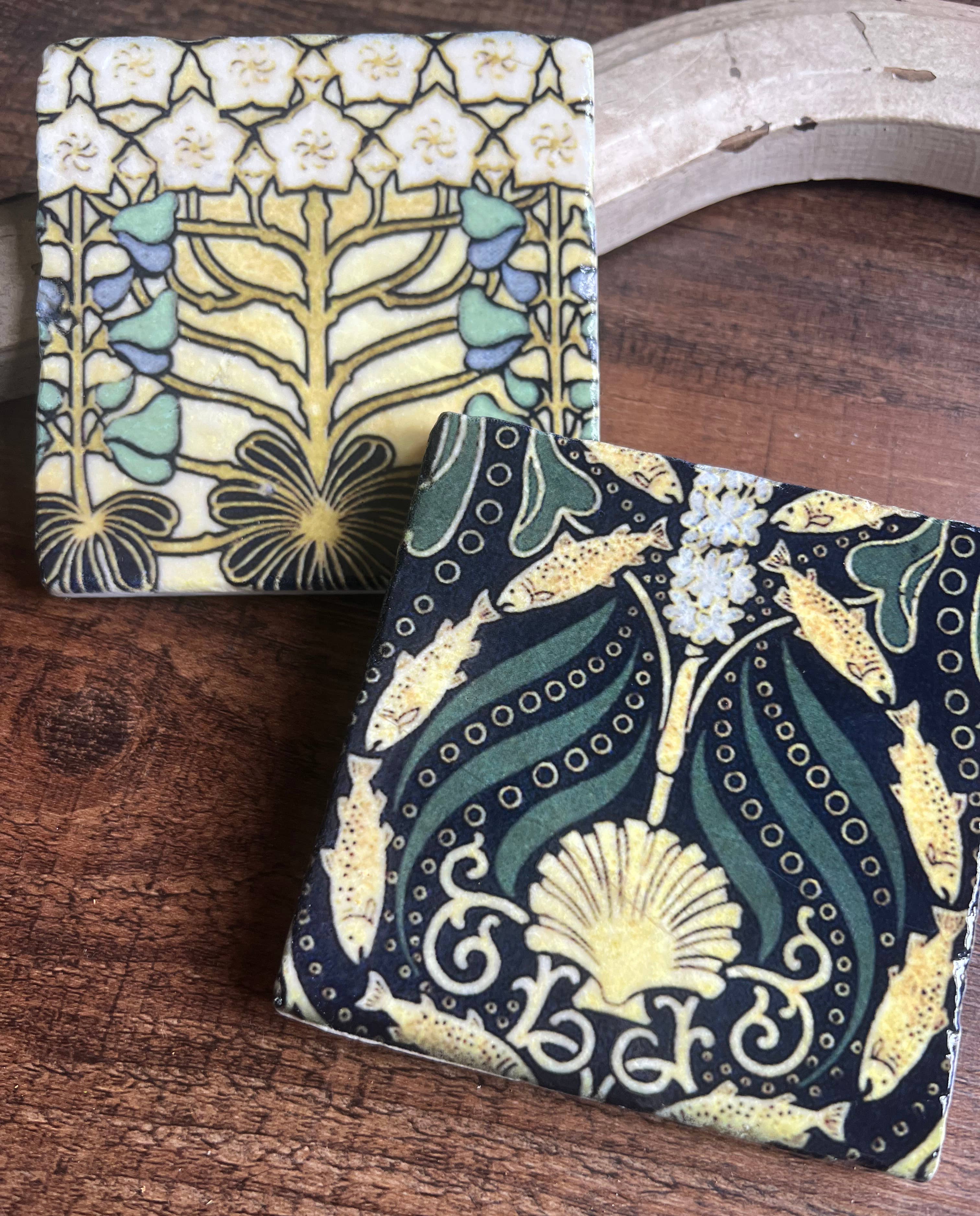 The Painted Lily - Wholesale Coasters - Blue Tapestry stone coasters - case of 42
