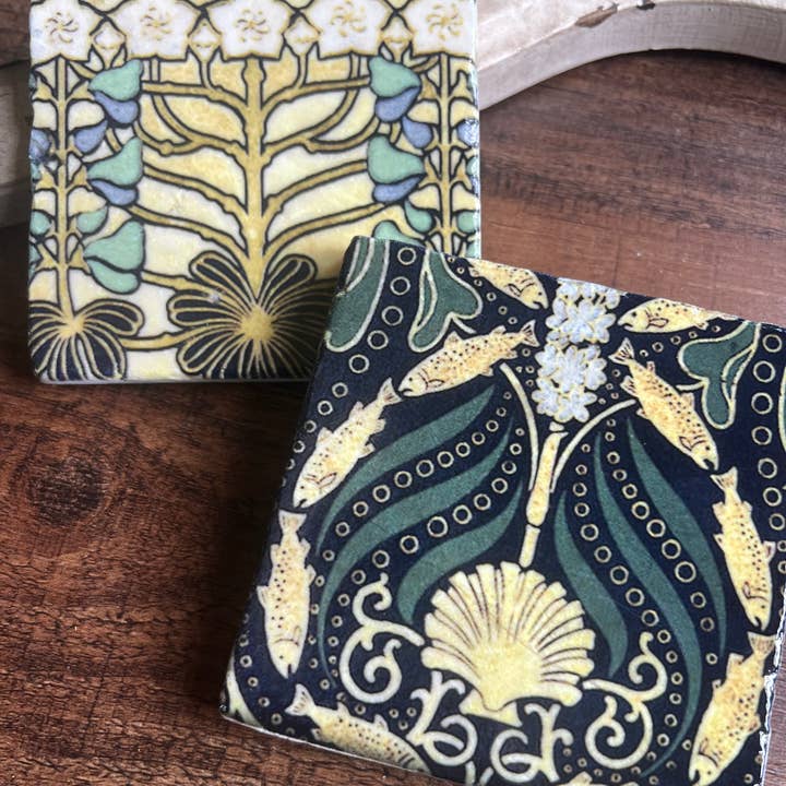 The Painted Lily - Wholesale Coasters - Blue Tapestry stone coasters - case of 42