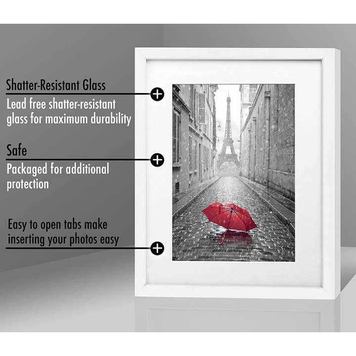 11x14 Picture Frame with Mat for 8x10, White for wholesale on Faire