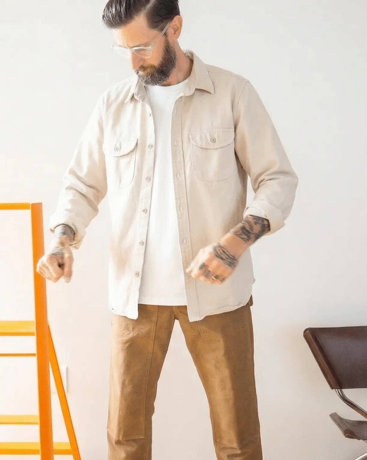 Grown and Sewn - Wholesale Button Down Shirt - Men's - Walsh Work Shirt - 8 oz. Brushed Canvas - Natural1