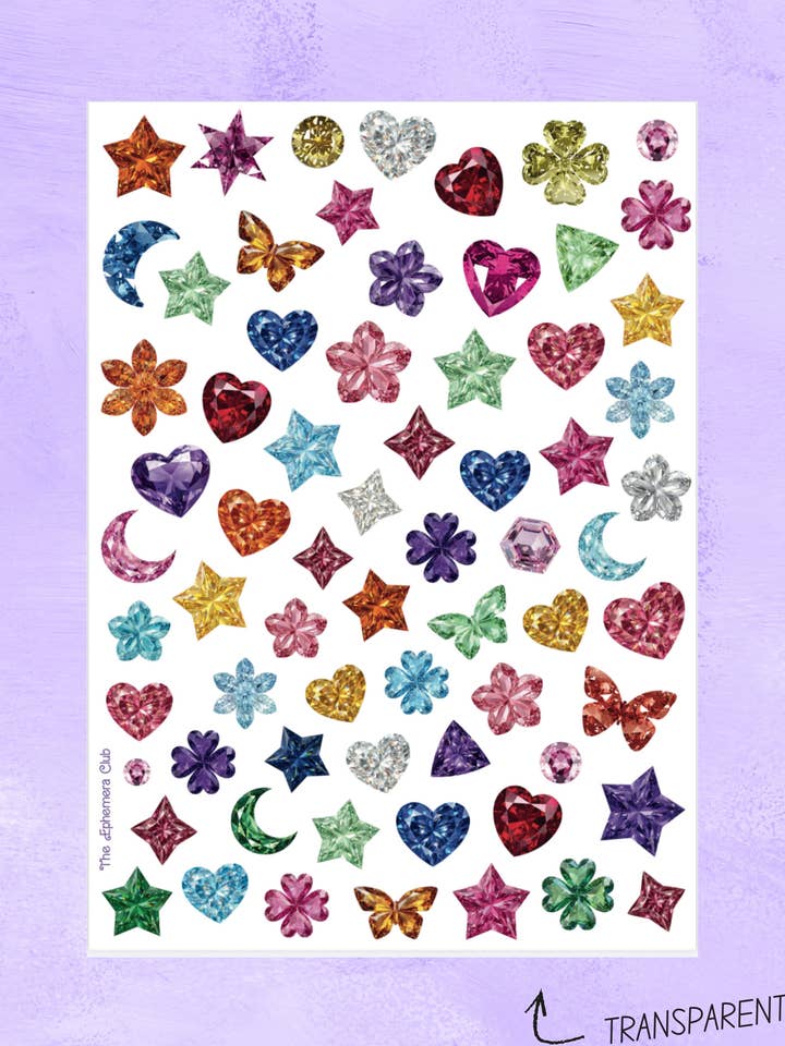 Transparent Gem Sticker Sheet for Junk Journals Scrapbooking for wholesale by The Ephemera Club