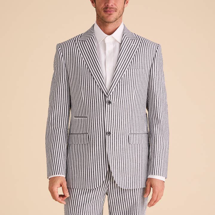 Seersucker Stripe Blazer - Regular for wholesale by Inserch