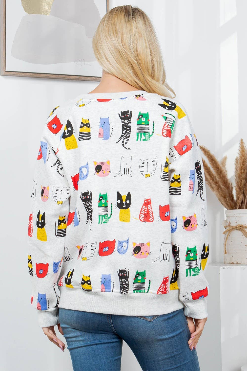 LA Soul - Wholesale Sweatshirt - Women's - Colorful Cat Fleece Sweatshirt1
