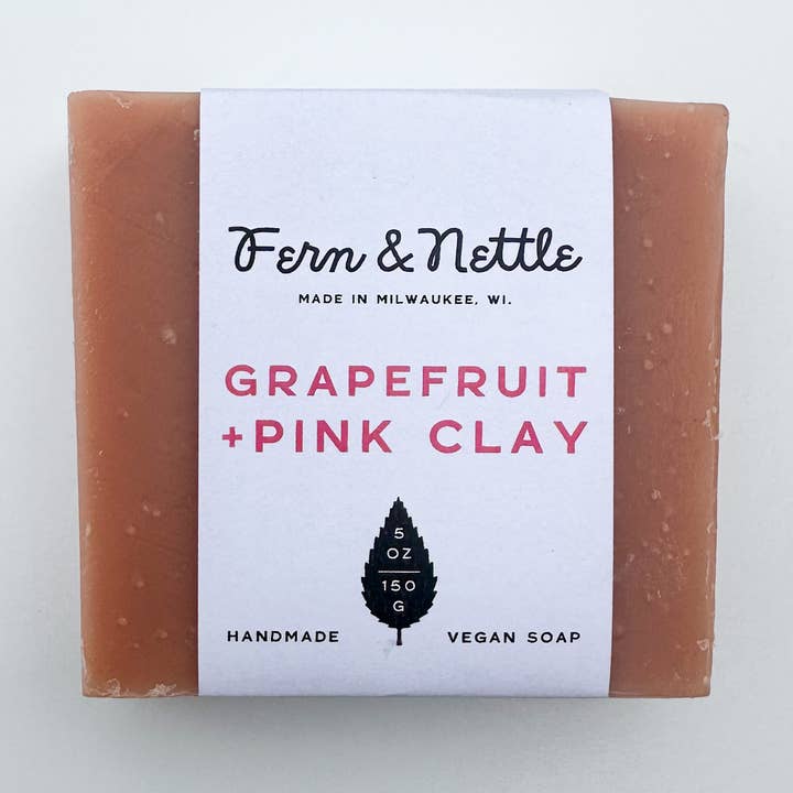 Grapefruit + Pink Clay Vegan Soap for wholesale by Fern and Nettle