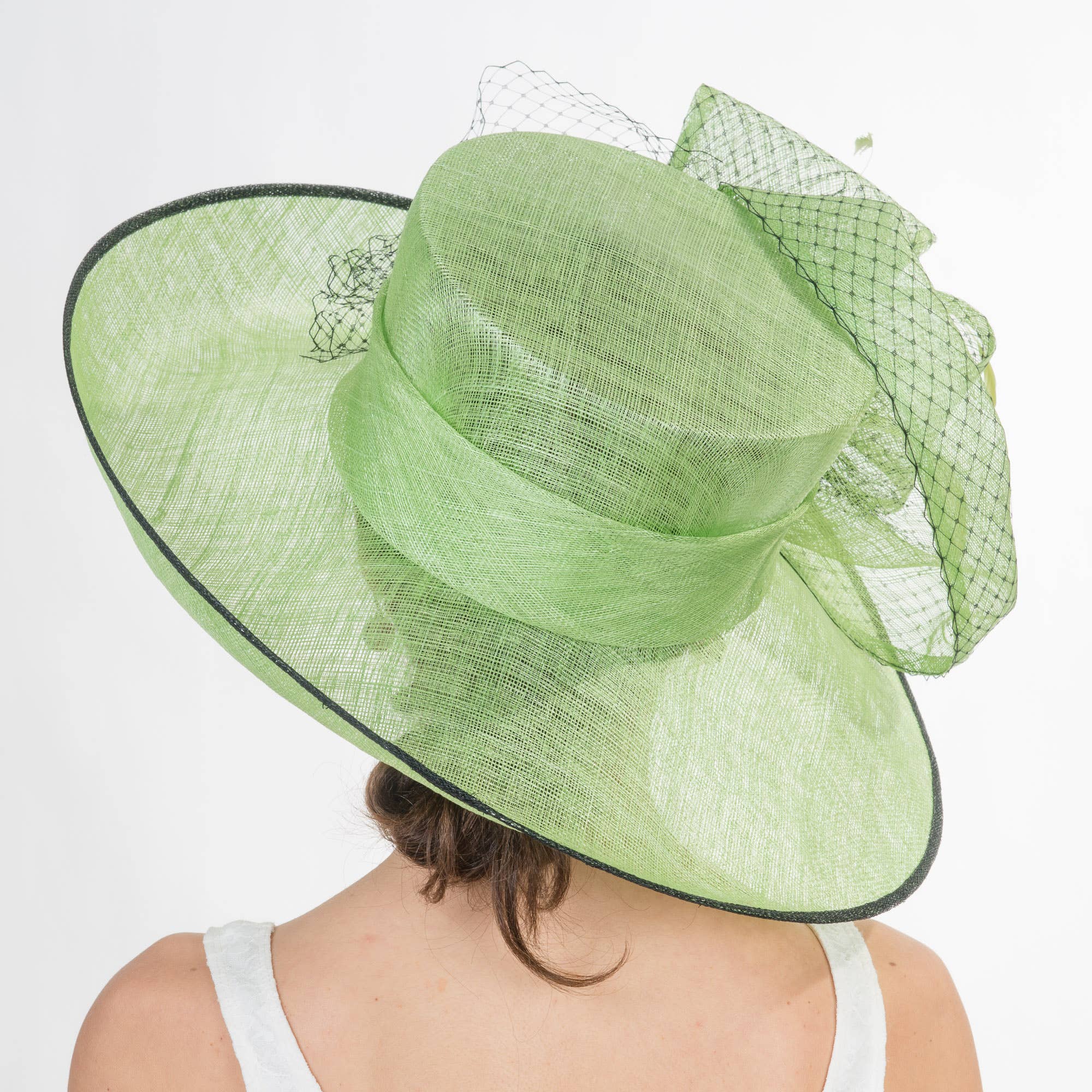 KaKyCo - Wholesale Fascinator Hat - Women's - Large Two Tone Veil Sinamay Hat | 11355810