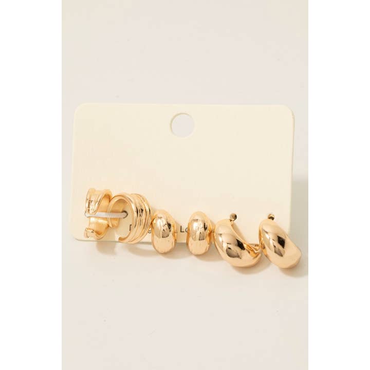 The Looks by Fame Accessories - Wholesale Hoop Earrings - Mixed Huggee And Hoop Earrings Set