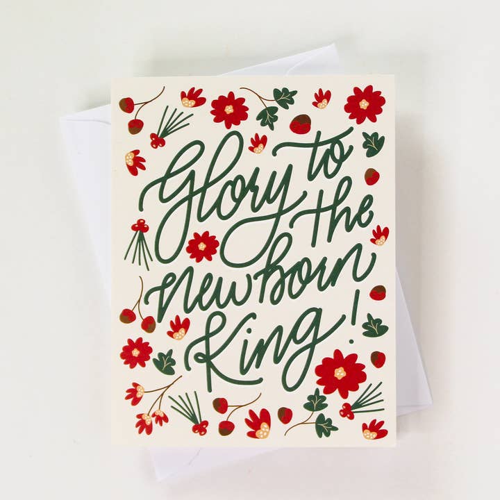 Glory to the Newborn King! | Christmas Card with Envelope | Holiday ChristmasCard for wholesale by Birdie Mae Designs