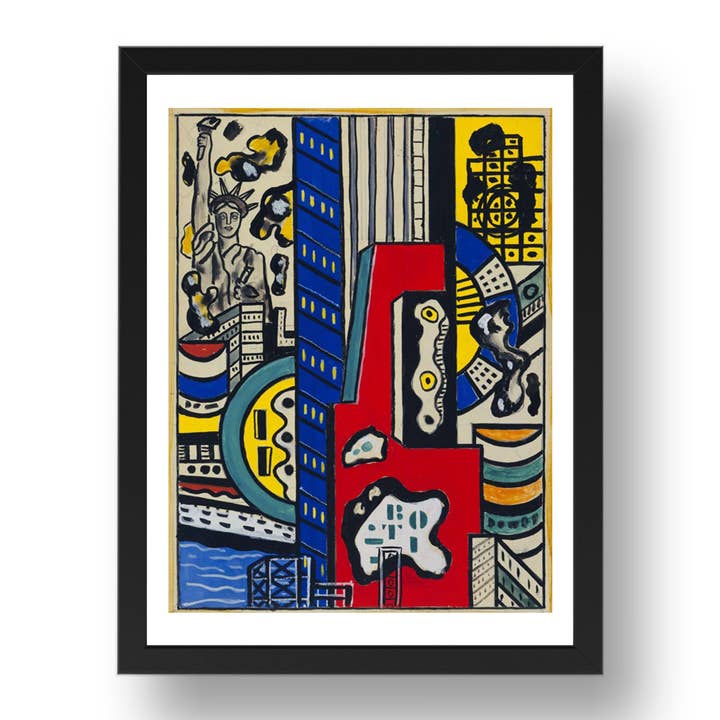 Fernand Leger: Studie til filmisk vægmaleri, Studie III, modernistisk kunstværk, A3-størrelse reproduktionsplakat i 17x13" sort ramme for engroshandel hos PERIOD PRINTS