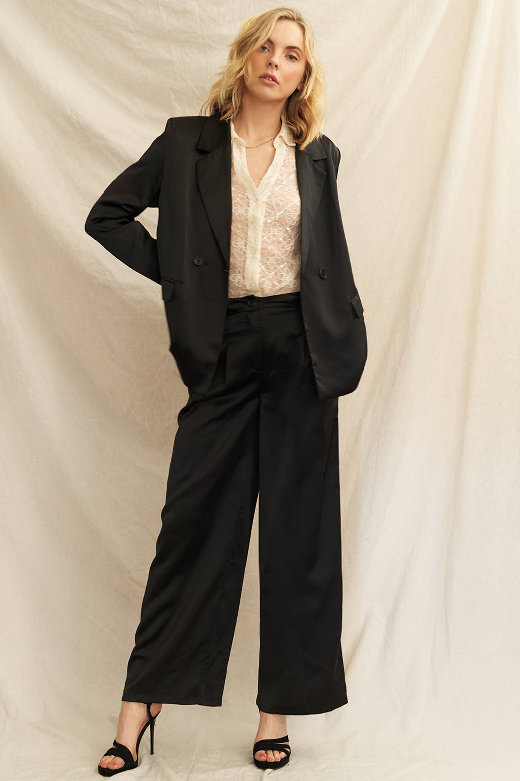 En Crème - Wholesale Pants - Women's - Satin Wide Leg Pants 12