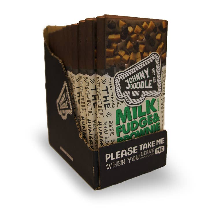 VS Food Online - Johnny Doodle - Wholesale Chocoladereep - Milk Chocolate Fudge & Brownie - Johnny Doodle - Fairtrade