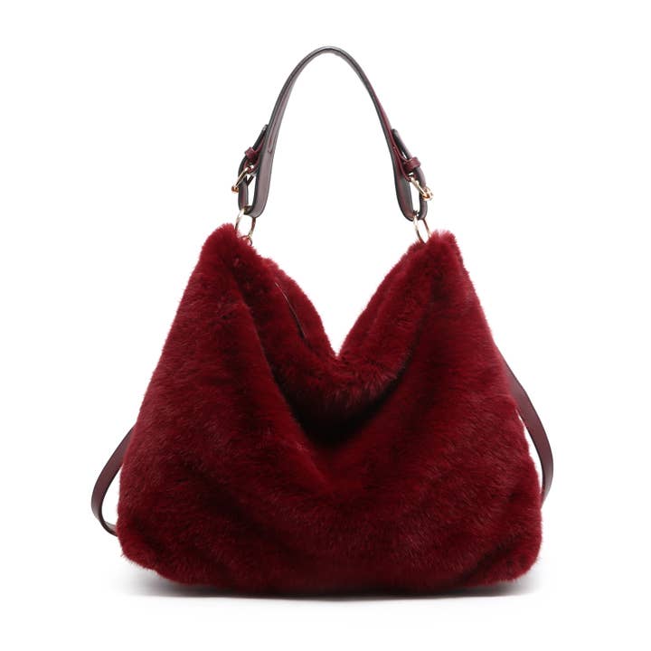 Papaya Fashion Ltd - Vente Sac porté épaule – femme - Sac à main en fausse fourrure avec poignée supérieure et fermeture éclair sur le dessus.9