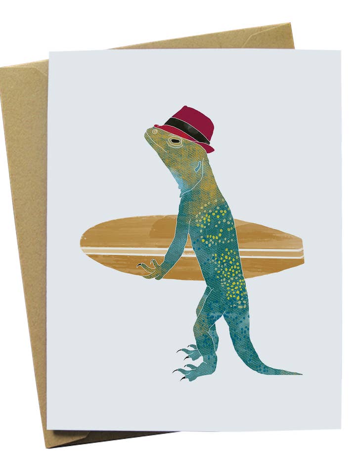 Carte d'art lézard pour la vente par Paper Wolf Design