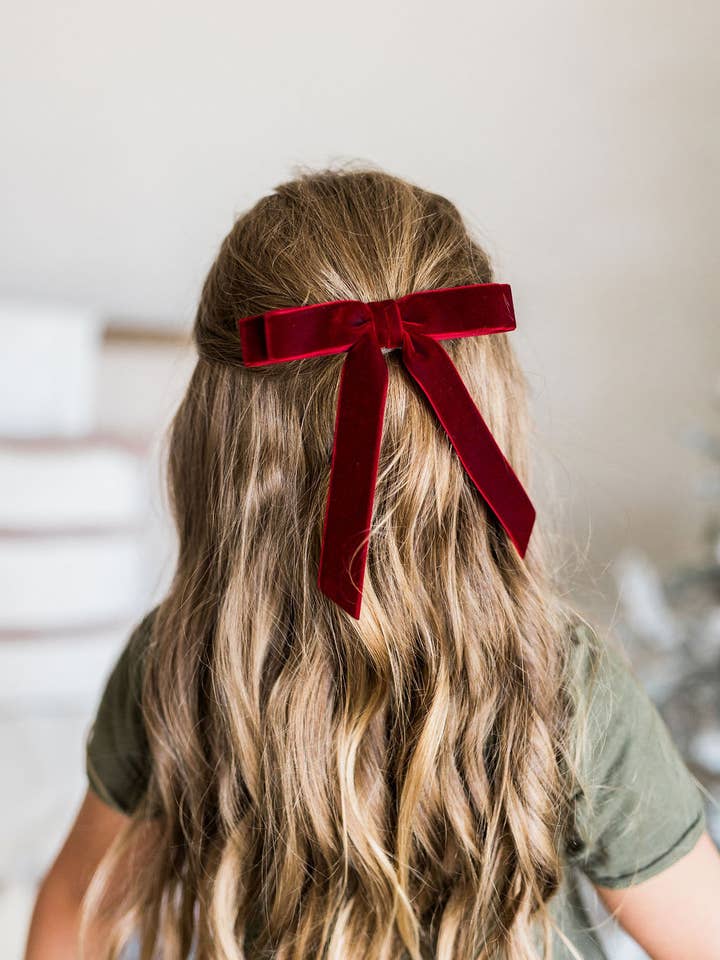 Short Velvet Hair Bow Barrette | Alice Bow - Short Length for wholesale by Grace & Grandeur