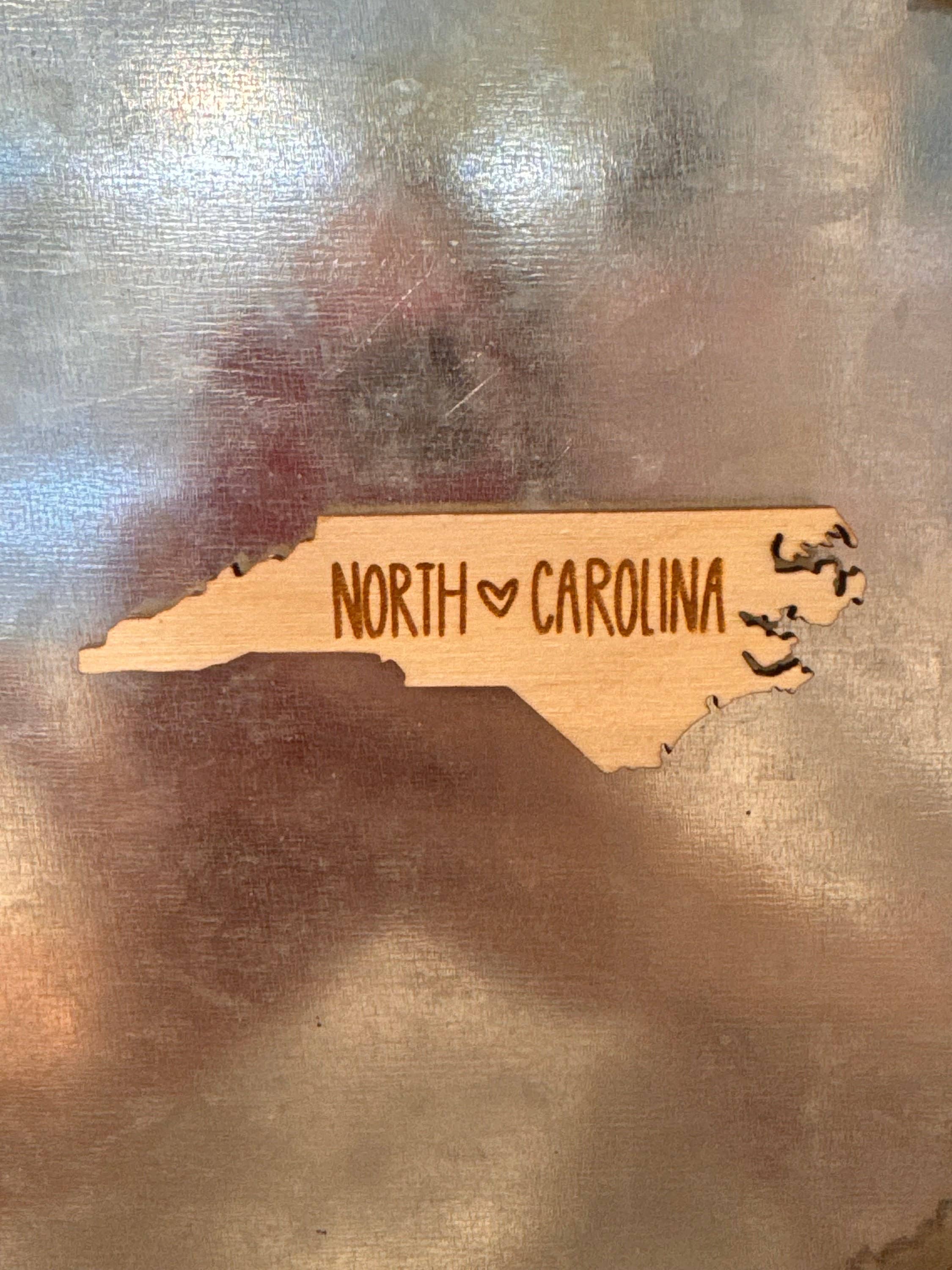 Positively North Carolina - Wholesale Magnet - North Carolina Wooden Engraved State Magnet Souvenir#15