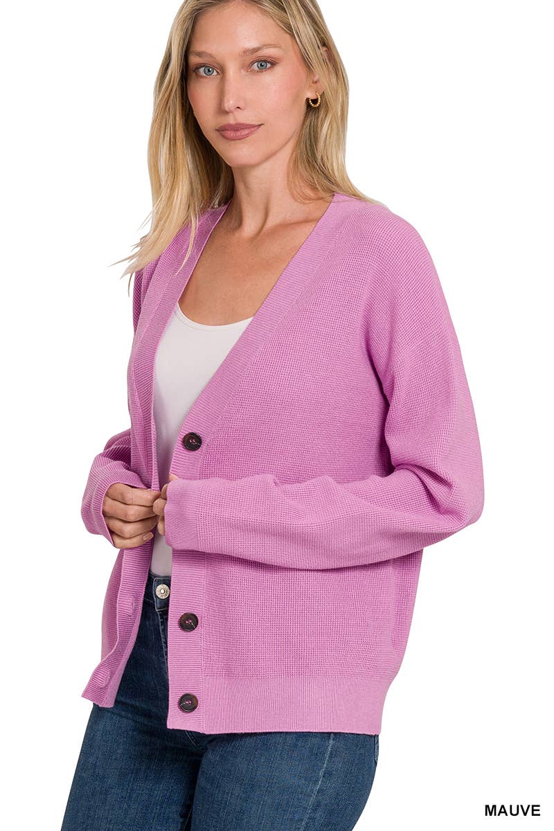 42POPS - Wholesale Cardigan - Women's - .Drop Shoulder Button Front Sweater Cardigan12