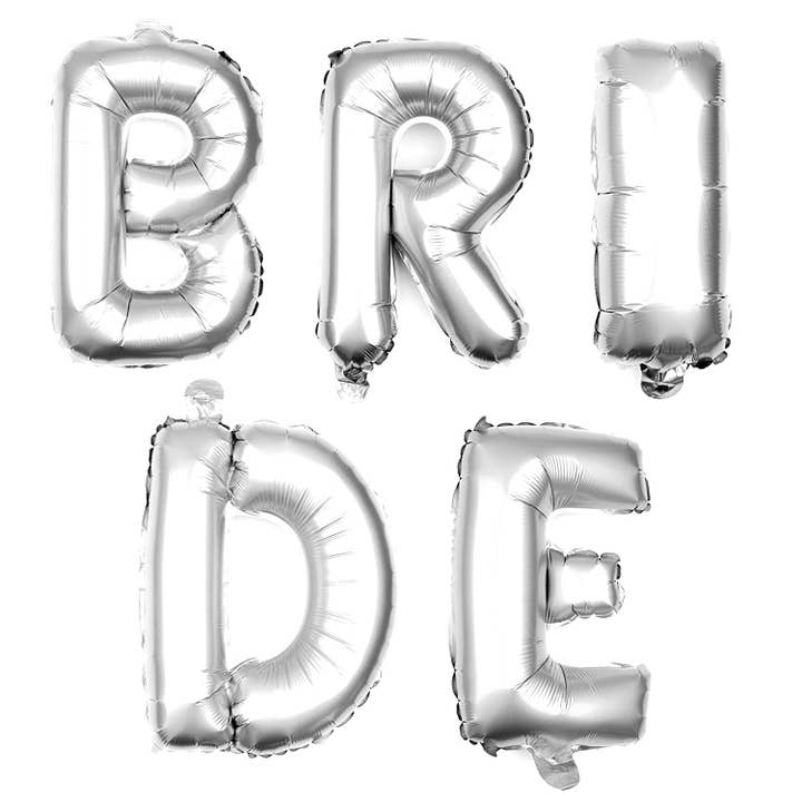 Ella Celebration - Vendita all'ingrosso A palloncino - Palloncini con lettere BRIDE, 35 pollici, argento