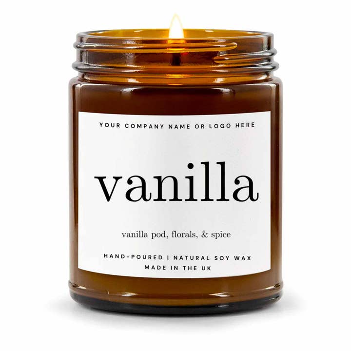 Candle Drop – wholesale Jar/filled candle – Label Style 2 | Wholesale White Label Soy Candle | Amber Jar7