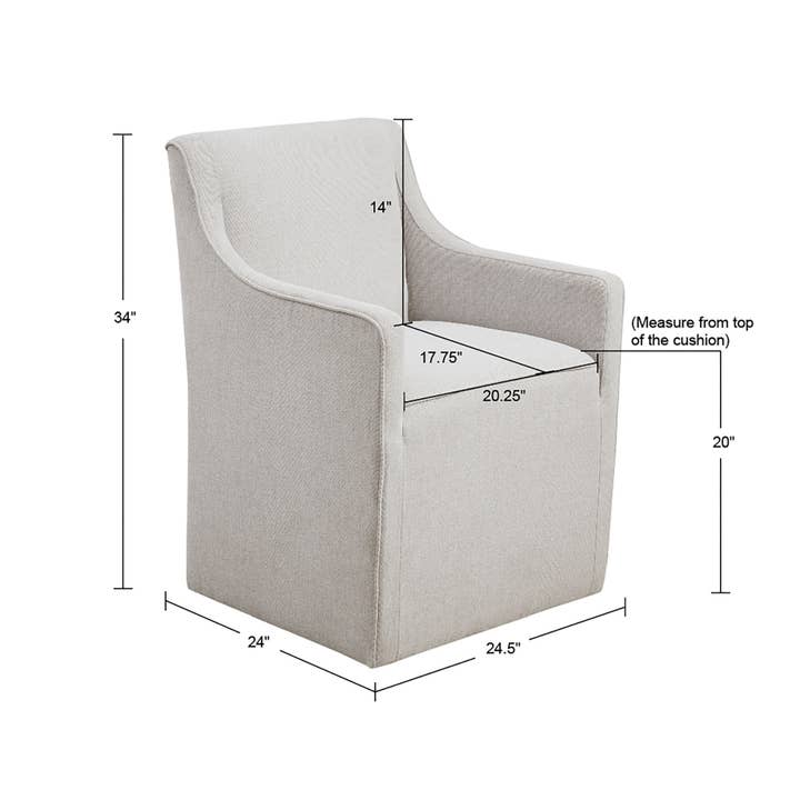 Olliix - Wholesale Chair - Slipcover Dining Room Arm Chairs with Casters, Gray *8