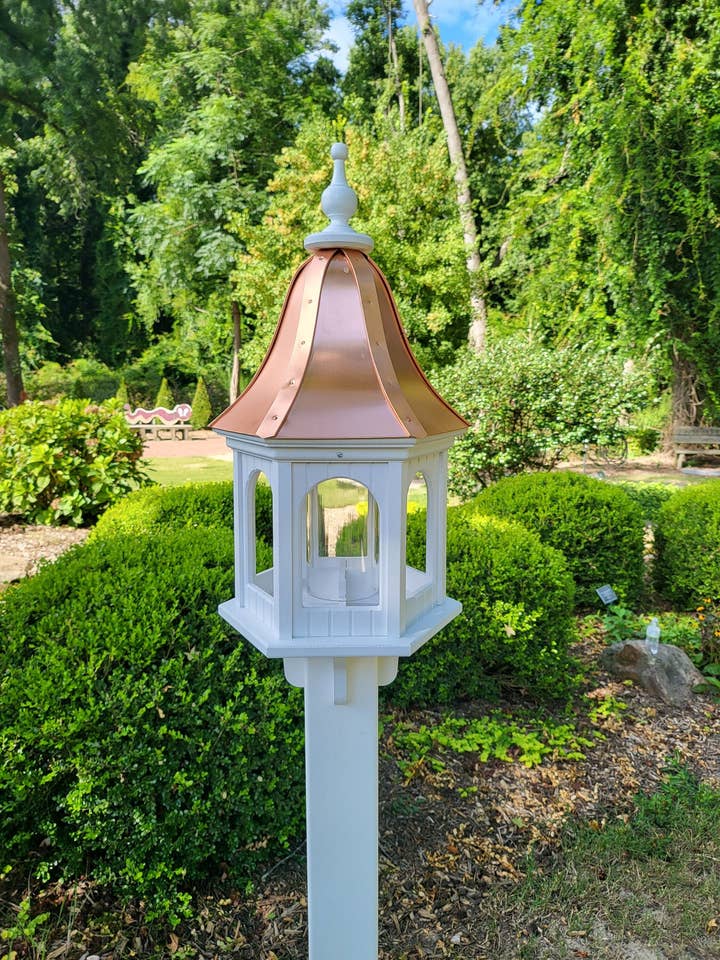 Copper Roof Bird Feeder Large, 6 Sided, Bell Shaped Roof, Premium Feeding Tube for wholesale by Better Crafter