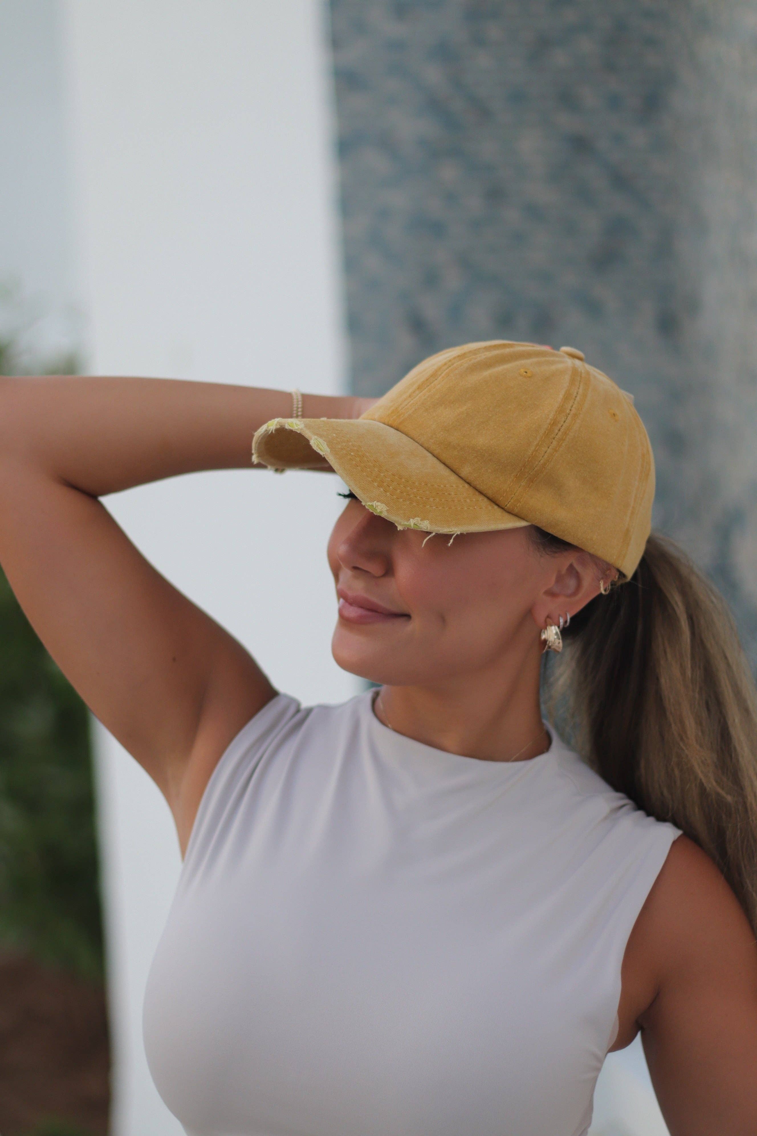 MUS Distressed Mustard Hat Blank for wholesale on Faire1