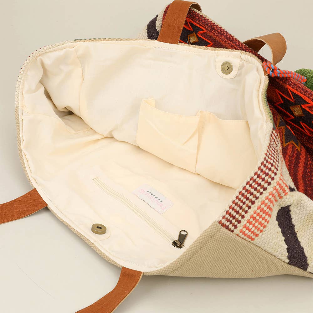 Sensibling Corp. - Wholesale Draagtas - Dames - Schoudertas met pompon en kwastjes in boho-patroon2