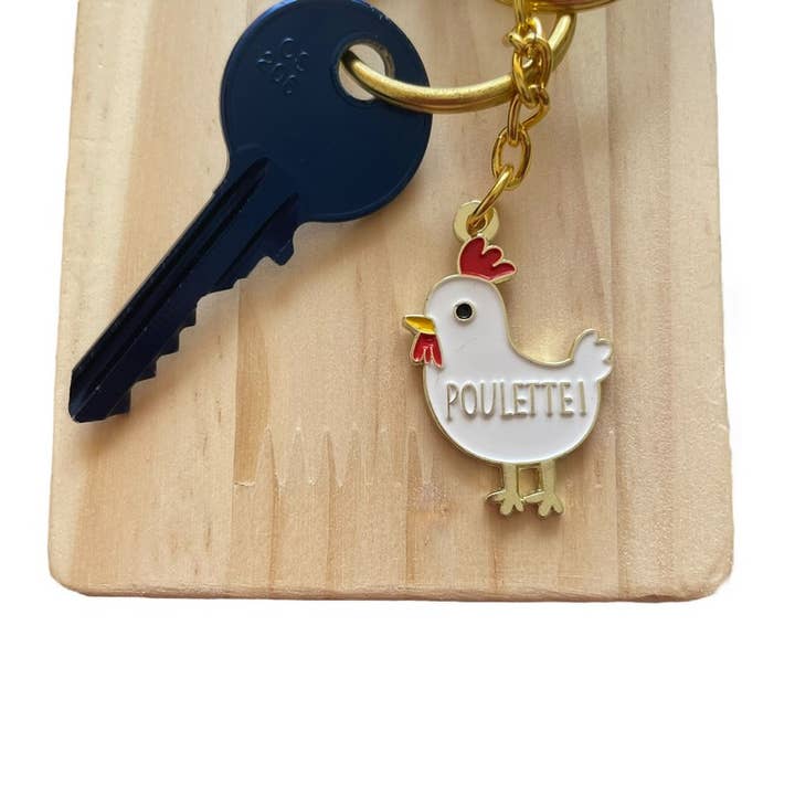 Chicken keychain for wholesale by Madame la mouette