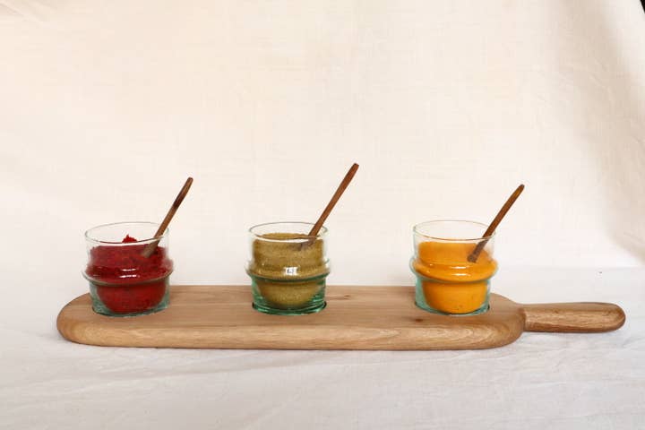Layou Craft - Venta al por mayor Bandeja de servir - Tabla de madera de nogal para 3 vasos