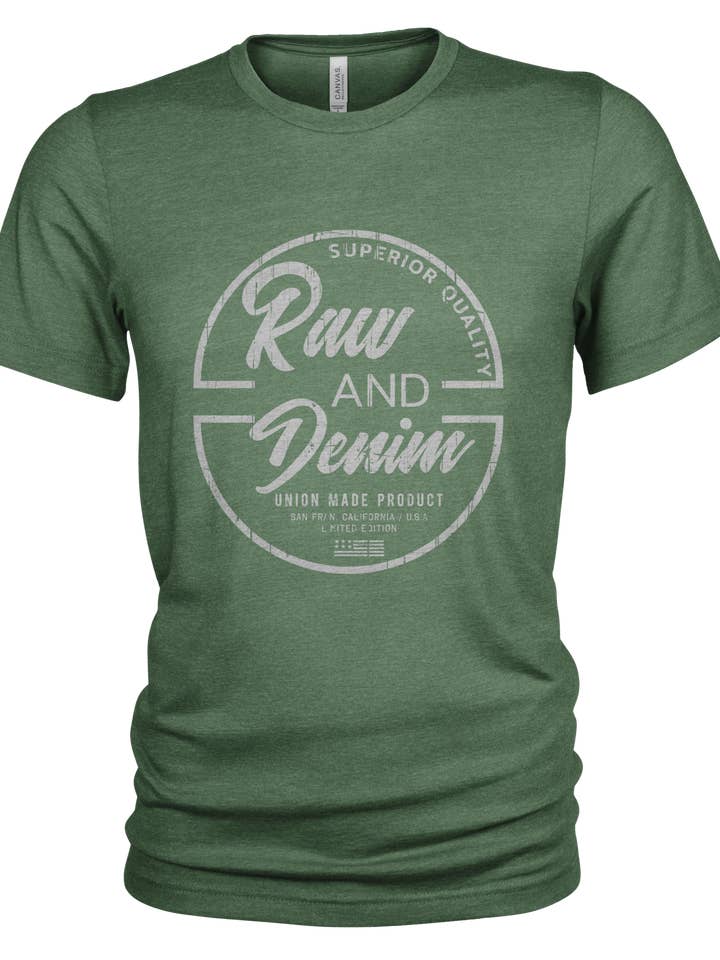 Raw Denim Botte Green Organic Cotton T Shirt for Men for wholesale by Union Made Raw Denim