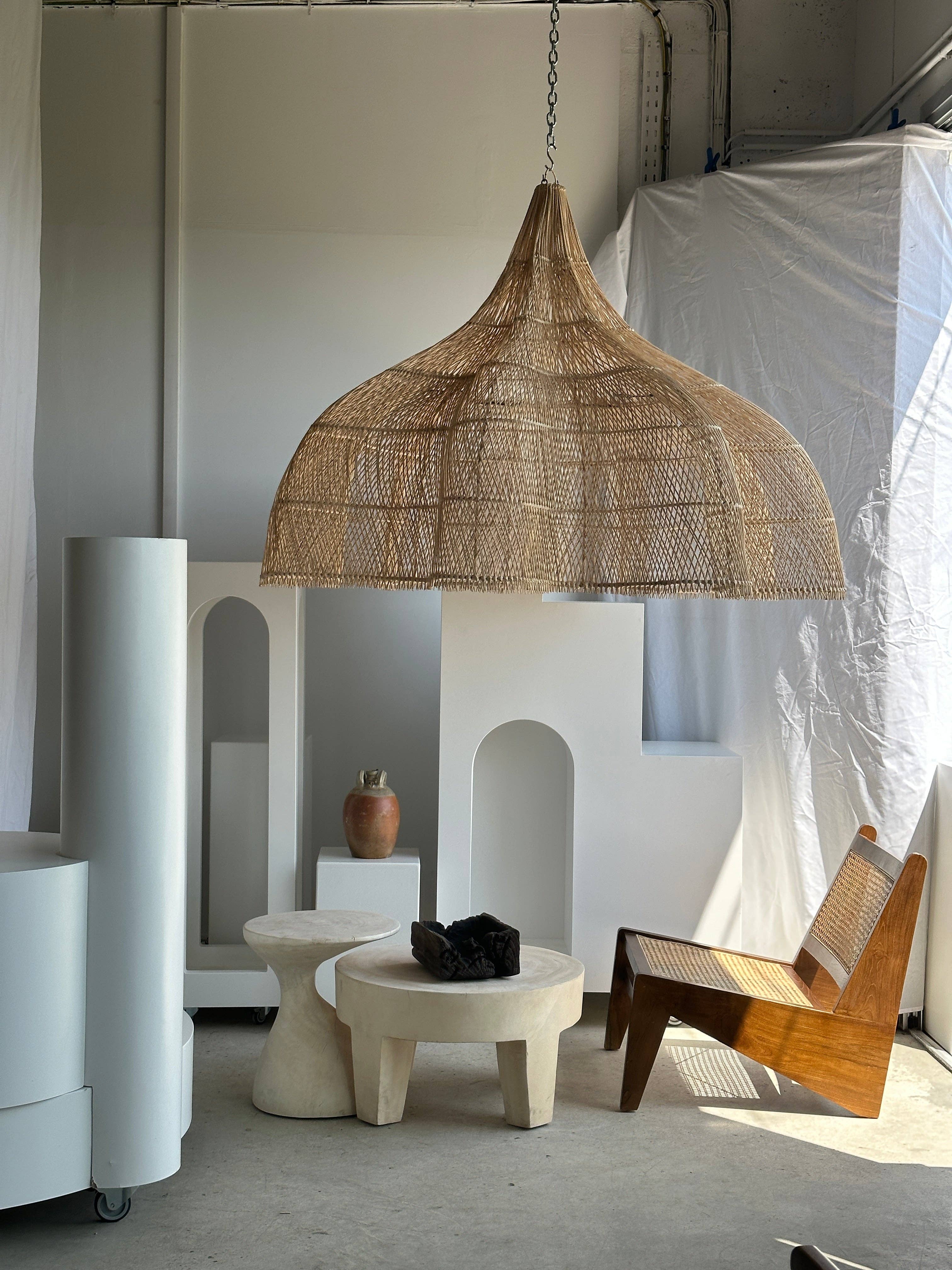 Office Objets - Wholesale Chandelier/Hanging Light - Immense rattan suspension in the shape of a flower, tulip, corolla H:1m; D:1m5081